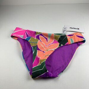 Hurley Max Isla Full Tab Side Bottoms Women's XS Violet Floral Swim Beach Bikini